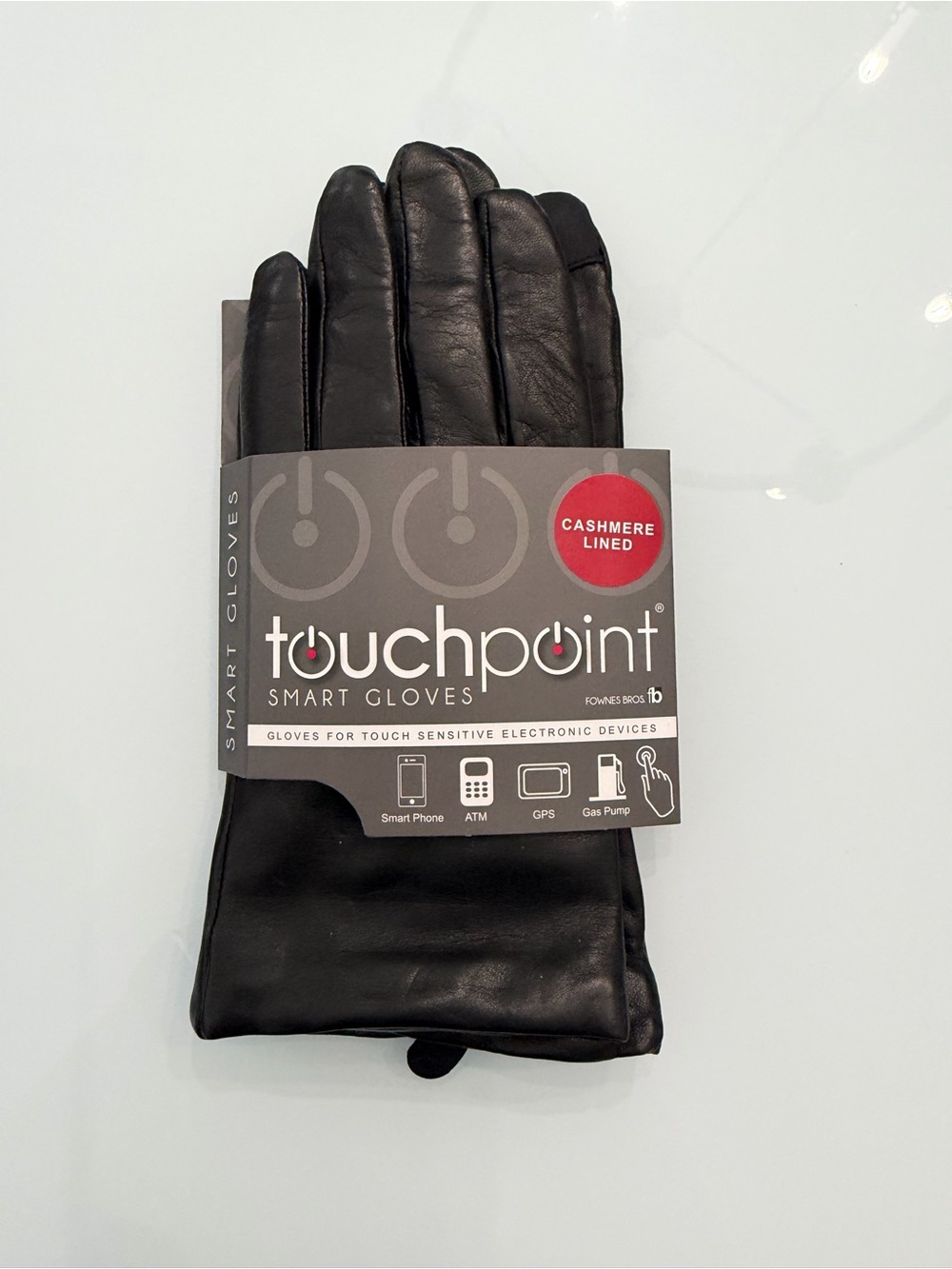 NWT Fownes Brothers Touchpoint Smart Gloves in classic black, Size Large